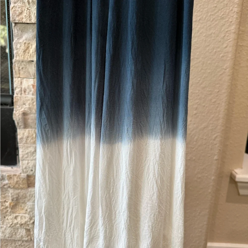 Hardtail Maxi Ombré Cotton-Blend Dress in Navy and White